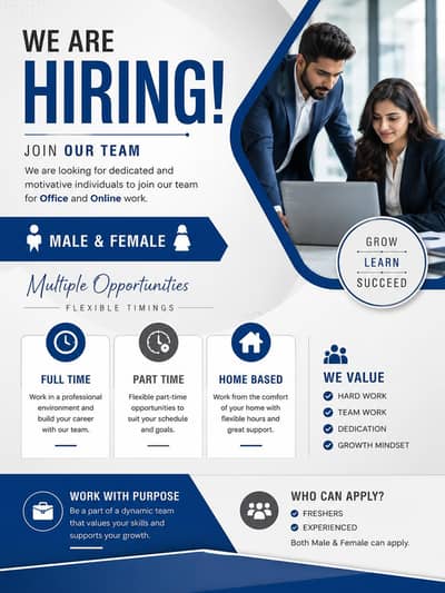 Hiring staff for online and office work
