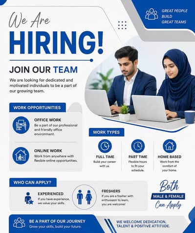 Hiring staff for online and office work