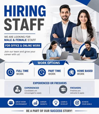 Hiring staff fir online and office work