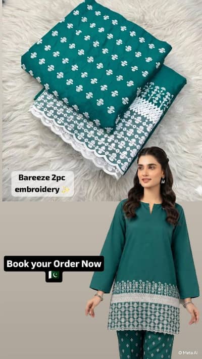 Bareeze Lawn 2pc Embroidered suit