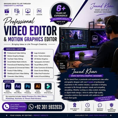 Professional Video Editor, Video Editing Services, Motion Graphics