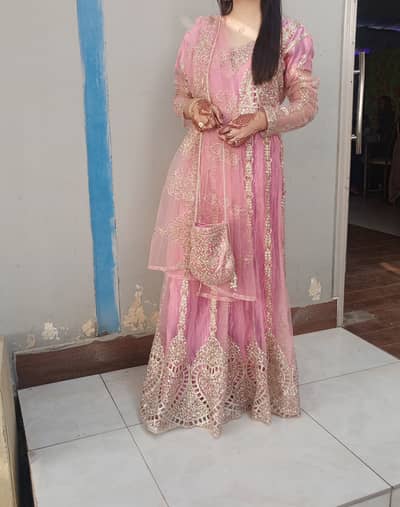 Pink Maxi (frock) with bag for wedding and party