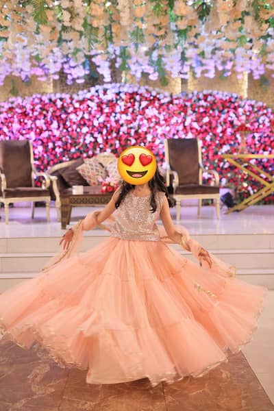 Designer Girls Tiptoes Peach Sequined Lehenga Choli (Age 11-13))