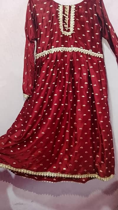 Maroon Fancy Embroidered frok with Dupatta – Beautiful Party Wear