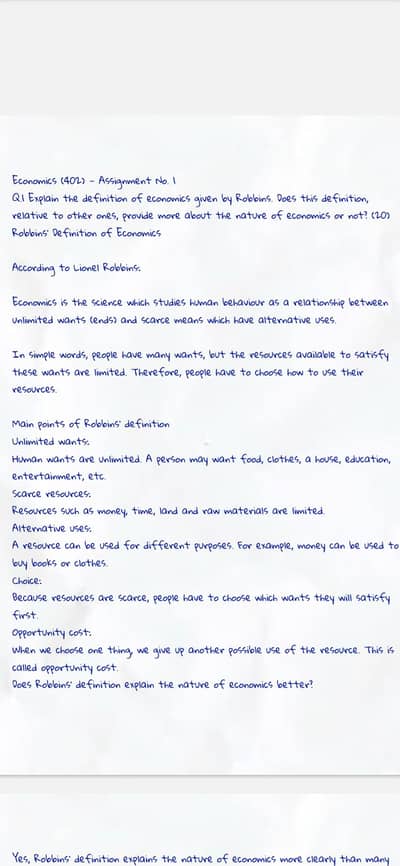 assignment is BS economics spring session 2026