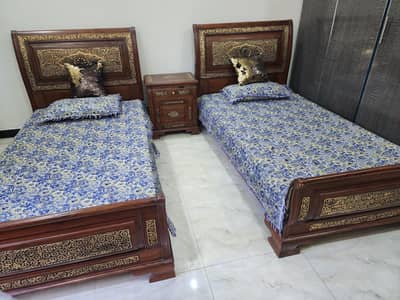 Brand New 2 Single beds with side table