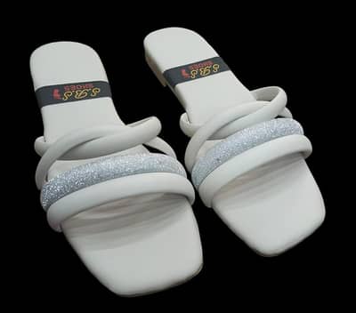 women,s flat casual Chappelle white glitter strap 6-11