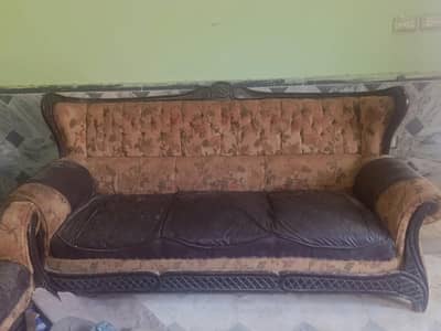 5-Seater Wooden Frame Sofa Set (3+1+1) – Solid Build