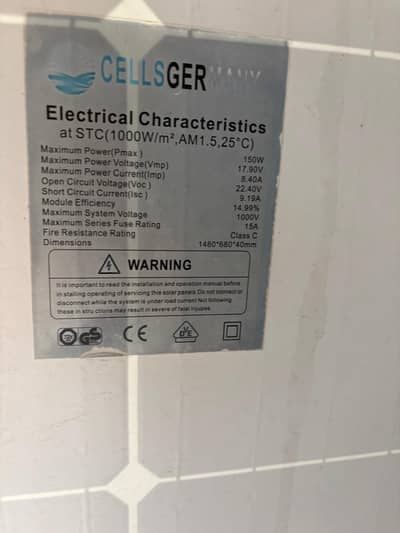 CELLSGER 150 watt 2 solar pate for sale