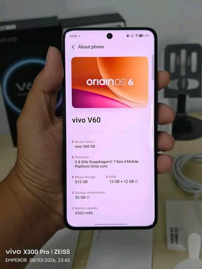Vivo V60  12 GB RAM 256 GB Memory Pta Approved. 0326=3221=824