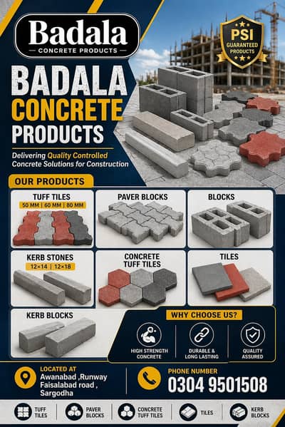 Garden Pavers, Footpath Tiles, Road Pavers, Concrete Tiles, Tuff Paver