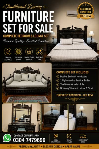 Traditional Luxury Wooden Furniture Set for Sale – Excellent Conditio