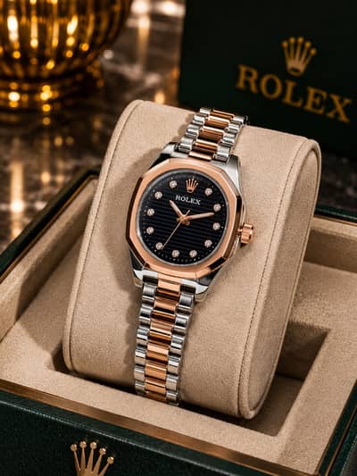 Ladies Luxury Stainless Steel Watch | Diamond Cut Glass | With Box