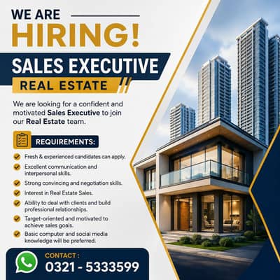 Sales Executive Required | Real Estate Staff | Male & Female Jobs