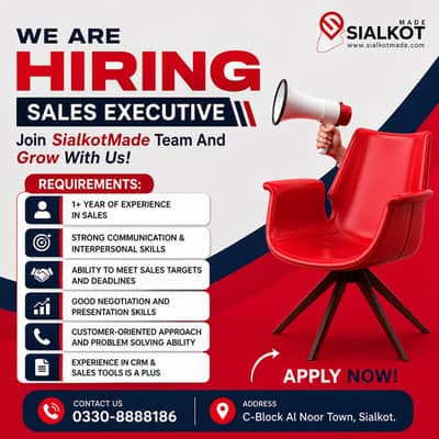 We Are Hiring Sales Executive