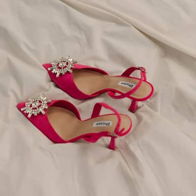 Dune Casis Brooch Slingback Suede Heels