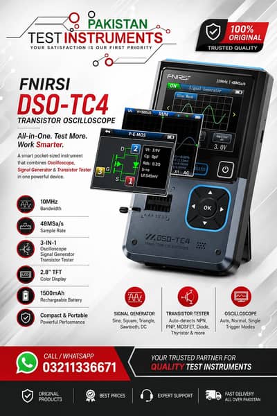 FNIRSI DSO-TC4 3-IN-1 Oscilloscope Transistor Tester In Pakistan