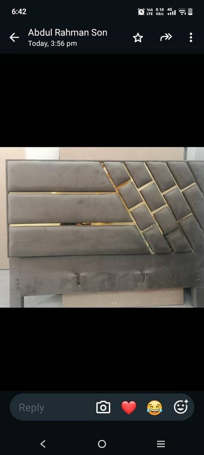 Queen size beautiful grey bed with golden stripes