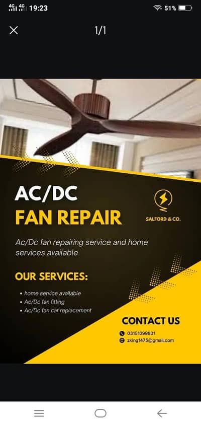 AC/DC fan repairing available ha