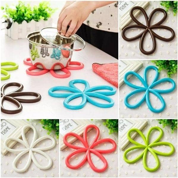 Flower Shape Anti-Slip Pot Holder Pan Pad Bowl Plate Dish Place-mat Cup Coaster Kitchen Dining Table Silicone Heat-Proof Mat - By AABA Mall
