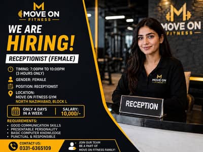 Need a female receptionist for gym