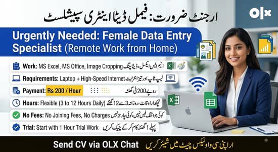 Female Data Entry & Image Processing Specialist (Hourly Paid)