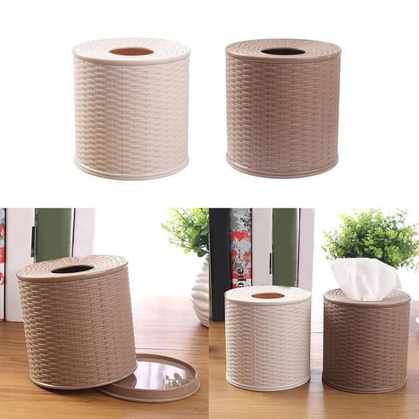 Waterproof Round Toilet Paper Roll Holder | Plastic Wall-Mounted Tissue Dispenser & Storage Box