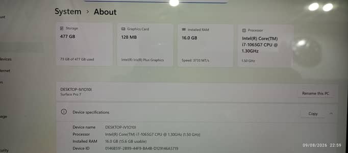 Microsoft Surface Pro 7 -- i7 10th gen  Touchscreen