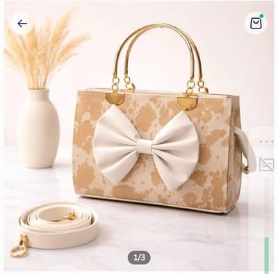 Peach Leather Bow Shoulder Bag