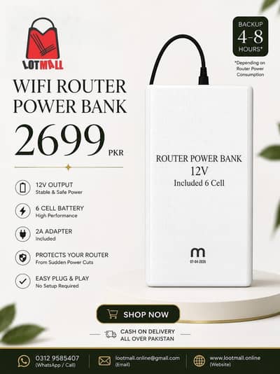 Wifi Router Power Bank 12V |20000mah |Mini Ups