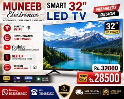 32 LED TV smart Frame less New Box Pack