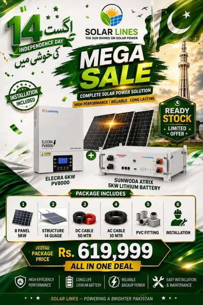 Azafi Mela! Complete package 5kW Solar System with Lithium Battery