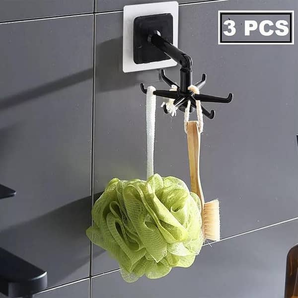 360 Degree Rotating Hooks Wall-Mounted Kitchen Spatula Spoon Storage Rack Artifact Wall-Mounted Kitchen Utensils Rack