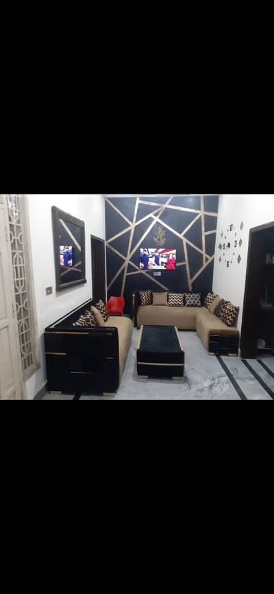 L shape sofa with table and stool