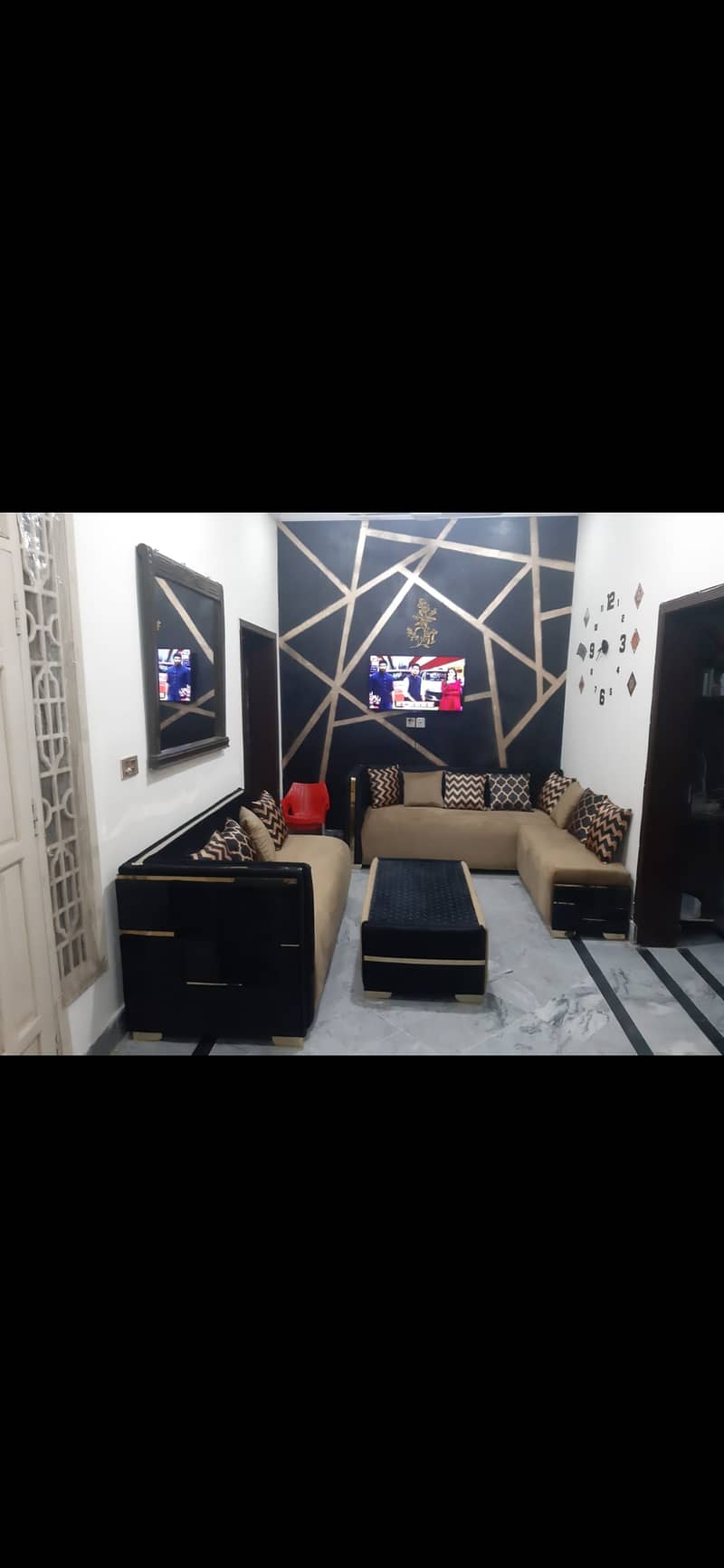 L shape sofa with table and stool 0