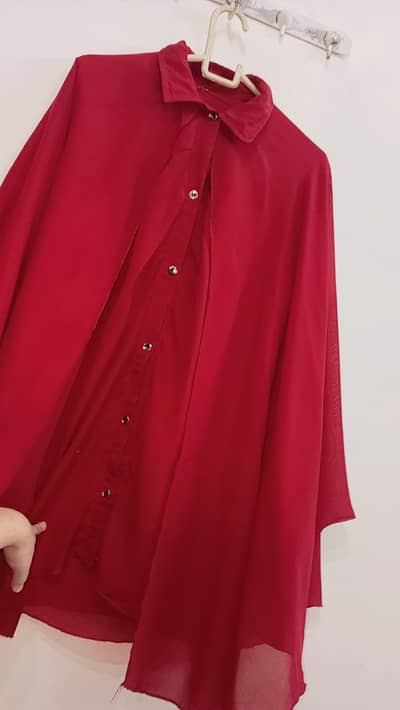 Maroon Cape Style Shirt Top with Black pulazo