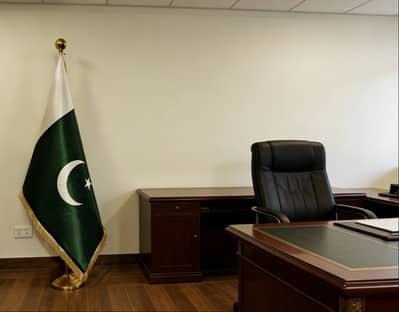 Indoor Pakistan Office Flag with Golden Pole Stand Lahore