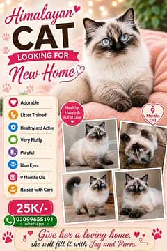 PURE BREED HIMALAYAN PERSIAN FEMALE PENTA COATED CAT