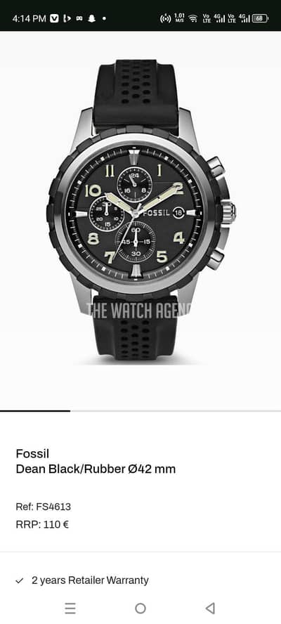 original fossil sport watch model fs 4613