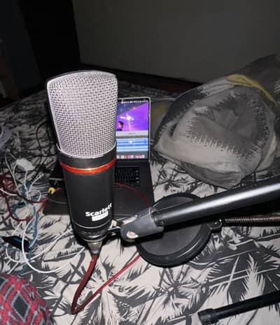 studio mic  | sound card | stand|  headphones