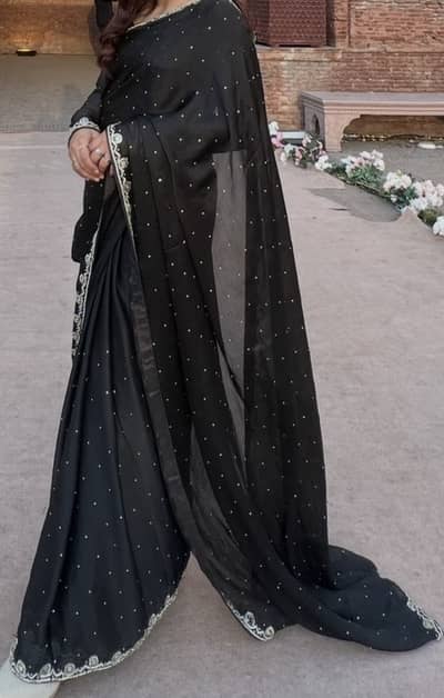 Beautiful Black Mukesh Saari