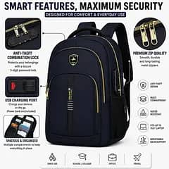 Anti-Theft Laptop Backpack USB Charging Port Combination Lock bag