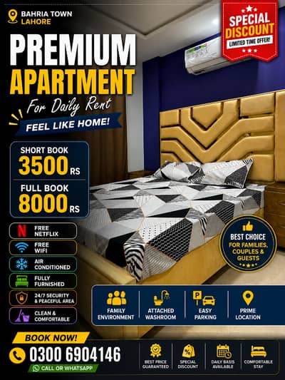 Family Apartment for Rent | Bahria Town Lahore | Netflix & WiFi Free