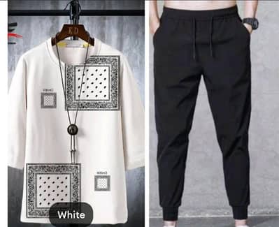 Men Printed Micro Interlock Track Suit White