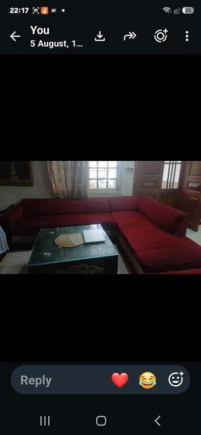 L shpe sofa with  table