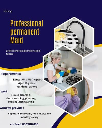 Need for maid full time in lahore