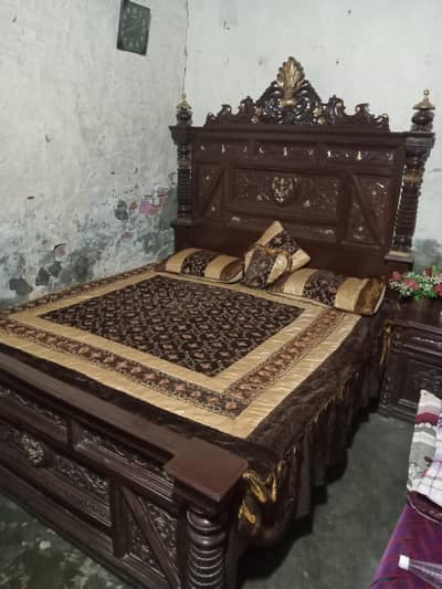 King size bed, pure wood