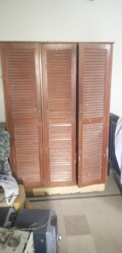 3 door pure wooden cupboard