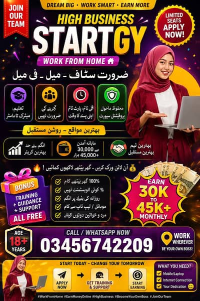online work for men women office base home base and full time part