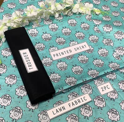 2 pcs Woman's unstitched lawn Digital printe Suit